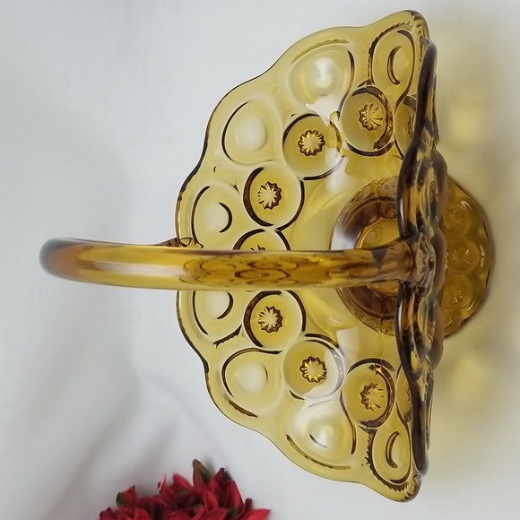 L.E. Smith Moon & Stars Amber Glass Basket - Picture 16 of 16